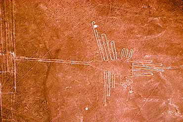 Nazca lines, 200AD-800AD huge drawings in the desert on the south coast of Peru aerial view of a giant hummingbird, Peru