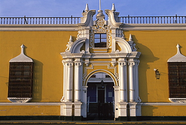 A colonial city on Peru's north coast colonial mansions surrounding the Plaza de Armas in the heart of the city, Trujillo, Peru