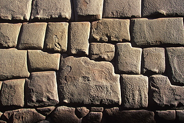 Ancient Inca capital Calle Hatunrumiyoc has the most finely constructed Inca walls including the famous twelve sided stone, Cuzco, Peru