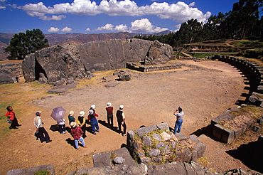 Qenko Qengo, an Inca shrine with a circular amphitheater and 18' carved stone dedicated to the worship of mother earth (Pacha Mama), Highlands, Peru