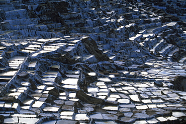 Shallow ponds where the Incas collected salt left by evaporation Salinas is located above the Sacred Valley of the Incas near Cuzco, Highlands, Peru