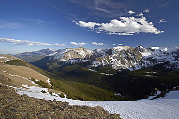 Snow-covered mountains in the spring from Trail Ridge Road, Rocky Mountain National Park, Colorado, United States of America, North America