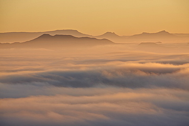 Cloud layer at dawn, Mountain Zebra National Park, South Africa, Africa