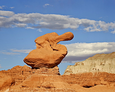 Hoodoo under clouds, Goblin Valley State Park, Utah, United States of America, North America 