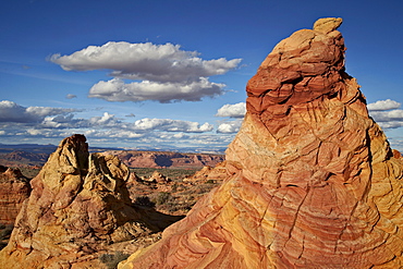 Sandstone formations under clouds, Coyote Buttes Wilderness, Vermillion Cliffs National Monument, Arizona, United States of America, North America 