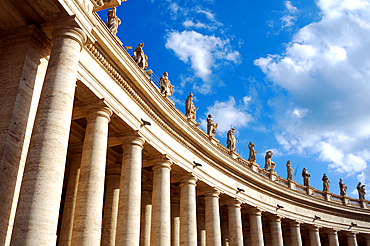 Bernini's 17th century Colonnade and statues of saints, Piazza San Pietro (St. Peter's Square), Vatican City, UNESCO World Heritage Site, Rome, Latium (Lazio), Italy, Europe