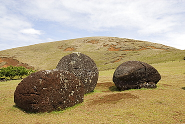 Pukaos, Puna Pao Quarry, Easter Island (Rapa Nui), Chile, South America