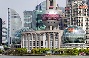 Pudong Skyline from the Bund, Shanghai, China, Asia