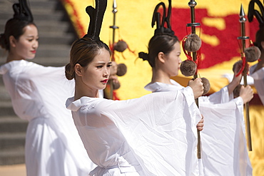 Zhangqian Memorial Hall, ceremony offering sacrifices to Zhangqian, Chenggu, Shaanxi Province, China, Asia