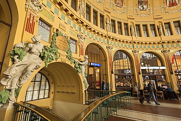 Praha Hlavni Nadrazi, the main train station in Prague, Czech Republic, Europe