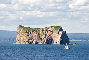 Perce Rock, Ile de Bonaventure, Gaspe peninsula, province of Quebec, Canada, North America