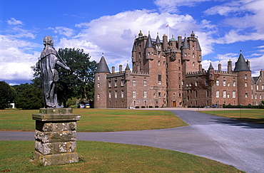 Glamis Castle, childhood home of the late Queen Elizabeth the Queen Mother, Glamis, Angus, Scotland, United Kingdom, Europe