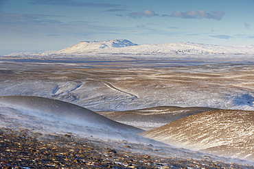 The Kjolur route, Road F35, towards the interior, between Gullfoss and Hvitarvatn in the beginning of winter, central Iceland, Iceland, Polar Regions