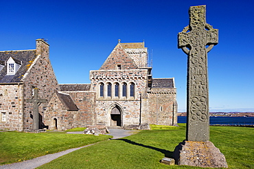 St. Martin's Cross, magnificent Celtic carved cross dating from the 8th century, Isle of Iona, Inner Hebrides, Scotland, United Kingdom, Europe