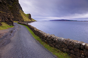 Road and Loch na Keal, Isle of Mull, Inner Hebrides, Scotland, United Kingdom, Europe