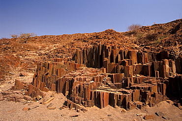 The Organ Pipes, dark brown intrusive dolerite, near the Burnt Mountain, Kunene region, Namibia, Africa