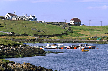 Houses and boats, Out Skerries, Shetland Islands, Scotland, United Kingdom, Europe