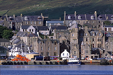 Lerwick seafront, from Bressay, Shetland Islands, Scotland, United Kingdom, Europe