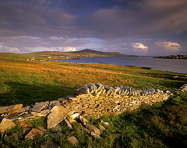 Bressay, Lerwick town and Bressay Sound from Bressay island, Shetland Islands, Scotland, United Kingdom, Europe