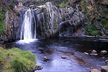 Burn of Lunklet waterfall, North Mainland, Shetland Islands, Scotland, United Kingdom, Europe