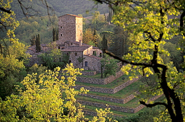 Fortified villa near Castellina in Chianti, Chianti, Tuscany, Italy, Europe