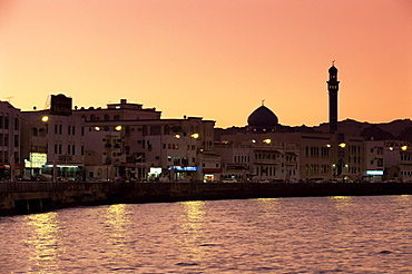 Mutrah seafront at dusk, Muscat, Oman, Middle East