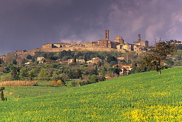 The medieval and Etruscan city of Volterra after a storm, Tuscany, Italy, Europe