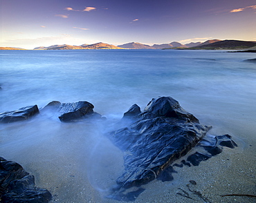 Rock and sea, Sound of Taransay, South Harris, Outer Hebrides, Scotland, United Kingdom, Europe