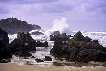 Gale-force winds near Mealista, west coast, Isle of Lewis, Outer Hebrides, Scotland, United Kingdom, Europe