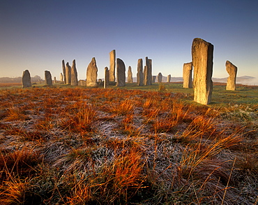 Callanish (Callanais) Stone Circle dating from Neolithic period between 3000 and 1500 BC, at dawn, Isle of Lewis, Outer Hebrides, Scotland, United Kingdom, Europe