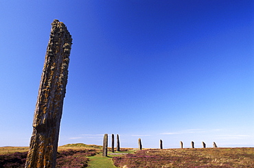 Ring of Brodgar, stone circle dating from between 2500 and 2000 BC, 27 out of 60 stones still standing, UNESCO World Heritage Site, Mainland, Orkney islands, Scotland, United Kingdom, Europe