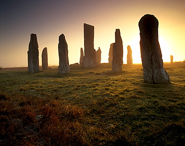 Callanish (Callanais) Standing Stones, erected by Neolithic people between 3000 and 1500 BC, Isle of Lewis, Outer Hebrides, Scotland, United Kingdom, Europe