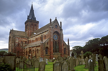 St. Magnus Cathedral, dating from 1137, built of sandstone, and one of the best preserved in Scotland, Kirkwall, Mainland, Orkney Islands, Scotland, United Kingdom, Europe