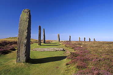 Ring of Brodgar stone circle dating from between 2500 and 2000 BC, 27 stones of 60 still standing, UNESCO World Heritage Site, Mainland, Orkney Islands, Scotland, United Kingdom, Europe