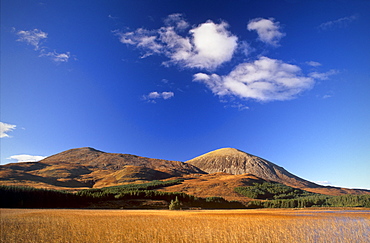 Loch Cill Chriosd and Beinn na Caillich, 732 m, in autumn, Isle of Skye, Inner Hebrides, Scotland, United Kingdom, Europe