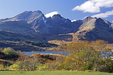 Black Cuillins ridge, from the shores of Loch Slapin, Isle of Skye, Inner Hebrides, Scotland, United Kingdom, Europe