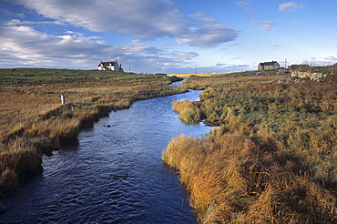 Traditional crofting land, at Howmore, (Tobha Mor), South Uist, Outer Hebrides, Scotland, United Kingdom, Europe