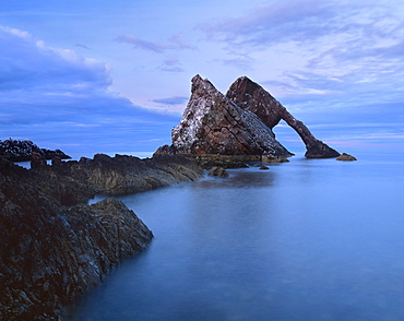 Bowfiddle Rock Arch, spectacular natural arch near Portknockie, Morayshire, Scotland, United Kingdom, Europe