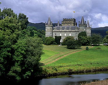 Inveraray Castle and River Aray, Argyll, Scotland, United Kingdom, Europe