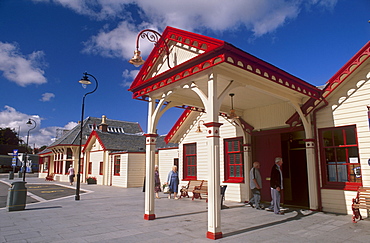 Victorian Royal Train Station, used by Queen Victoria, Ballater, Deeside, Aberdeenshire, Scotland, United Kingdom, Europe