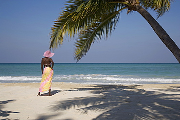 Jamaican woman on beach, Negril, Jamaica, West Indies, Caribbean, Central America