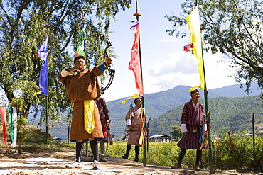 Archery, Bhutan's national sport, Paro, Bhutan, Asia