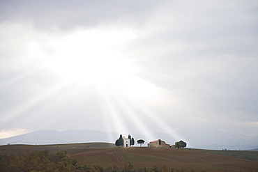 Vitaleta Chapel, near Pienza, Val D'Orcia, Tuscany, Italy, Europe