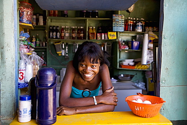 Haitian woman, Las Terrenas, Samana Peninsula, Dominican Republic, West Indies, Caribbean, Central America