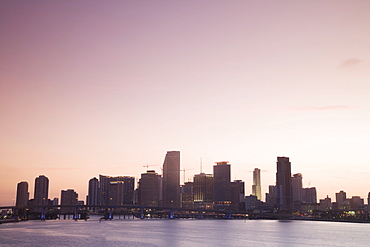 Miami skyline view from Macarthur Causeway, Miami, Florida, United States of America, North America