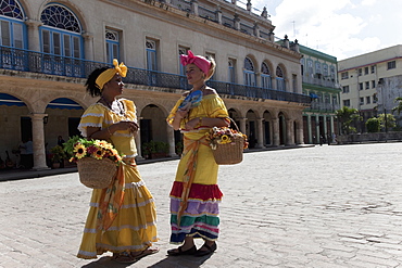 Cuban women in old costume, Havana, Cuba, West Indies, Central America