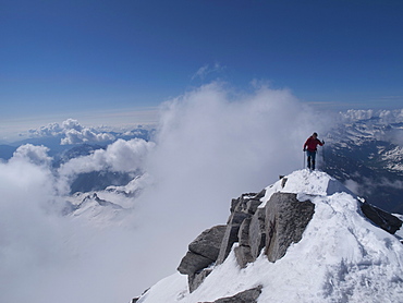 Skier on Mount Rosa, Italian Alps, Piedmont, Italy, Europe