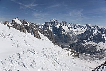 Aiguille du Midi, view of the Mont Blanc Massif, Chamonix, Haute Savoie, French Alps, France, Europe