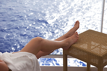 Woman on a cruise ship, Nassau, Bahamas, West Indies, Caribbean, Central America