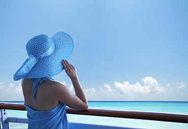 Woman on a cruise ship, Nassau, Bahamas, West Indies, Caribbean, Central America